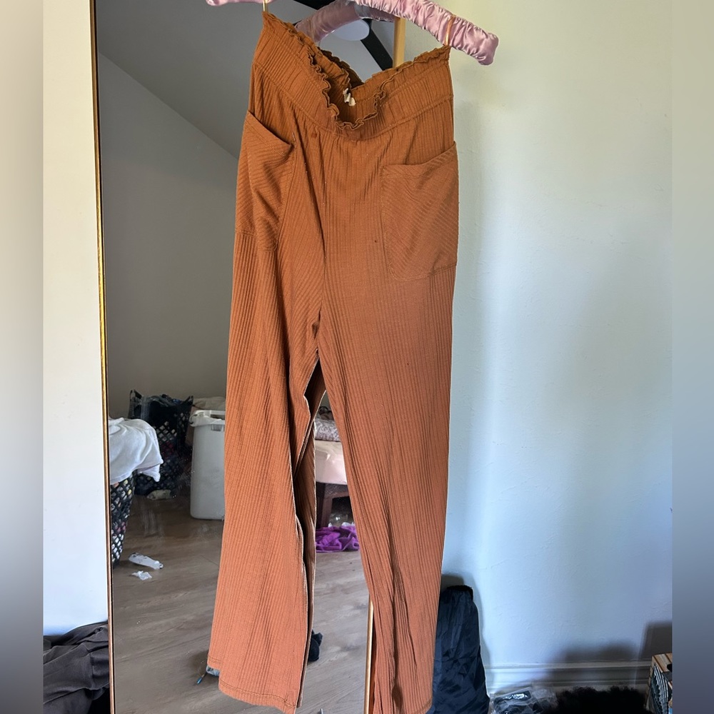 Orange flowy pants